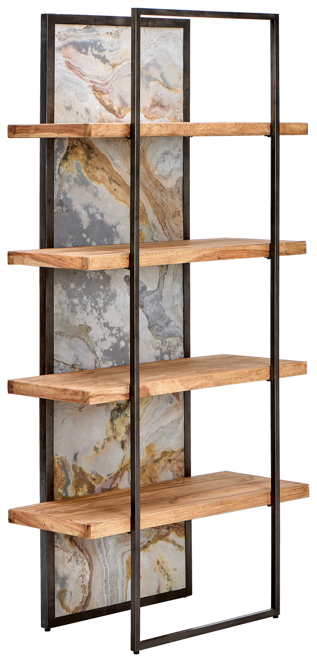 REGAL Sheesham Hartholz Grau, Sheeshamfarben  - Sheeshamfarben/Grau, KONVENTIONELL, Holz/Stein (90/180/40cm) - Livetastic