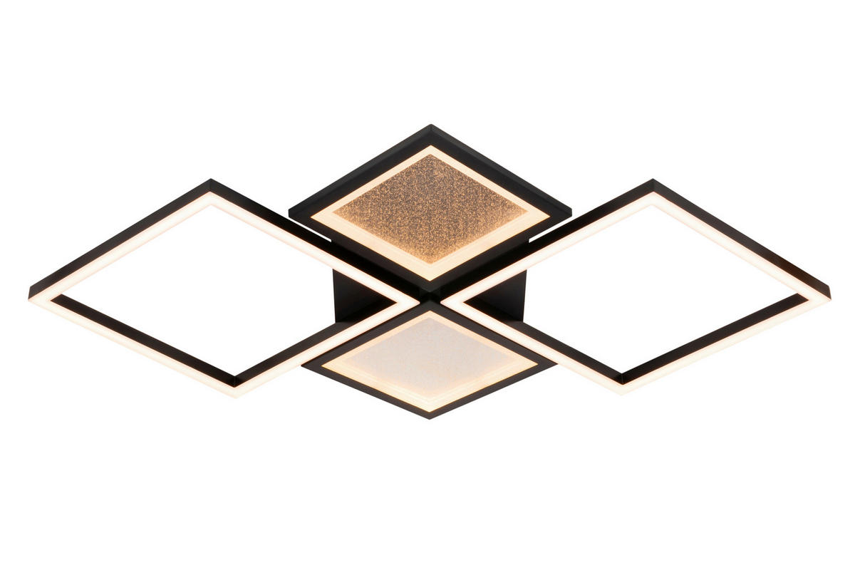 LED-DECKENLEUCHTE Fremont 80/55/6 cm   - Transparent/Schwarz, LIFESTYLE, Kunststoff/Metall (80/55/6cm) - Novel