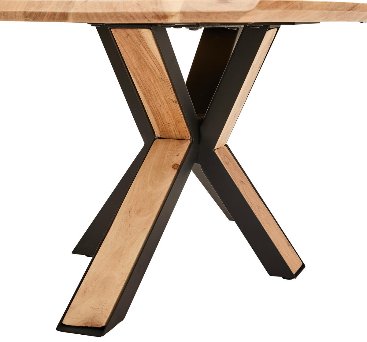 COUCHTISCH Akazie Hartholz 110/70/45 cm bootsförmig Schwarz, Akaziefarben  - Schwarz/Akaziefarben, Design, Holz/Metall (110/70/45cm) - Livetastic