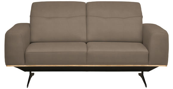 2-SITZER-SOFA in Leder Hellbraun  - Hellbraun/Schwarz, Design, Leder/Holz (174/76-97/102cm) - Novel