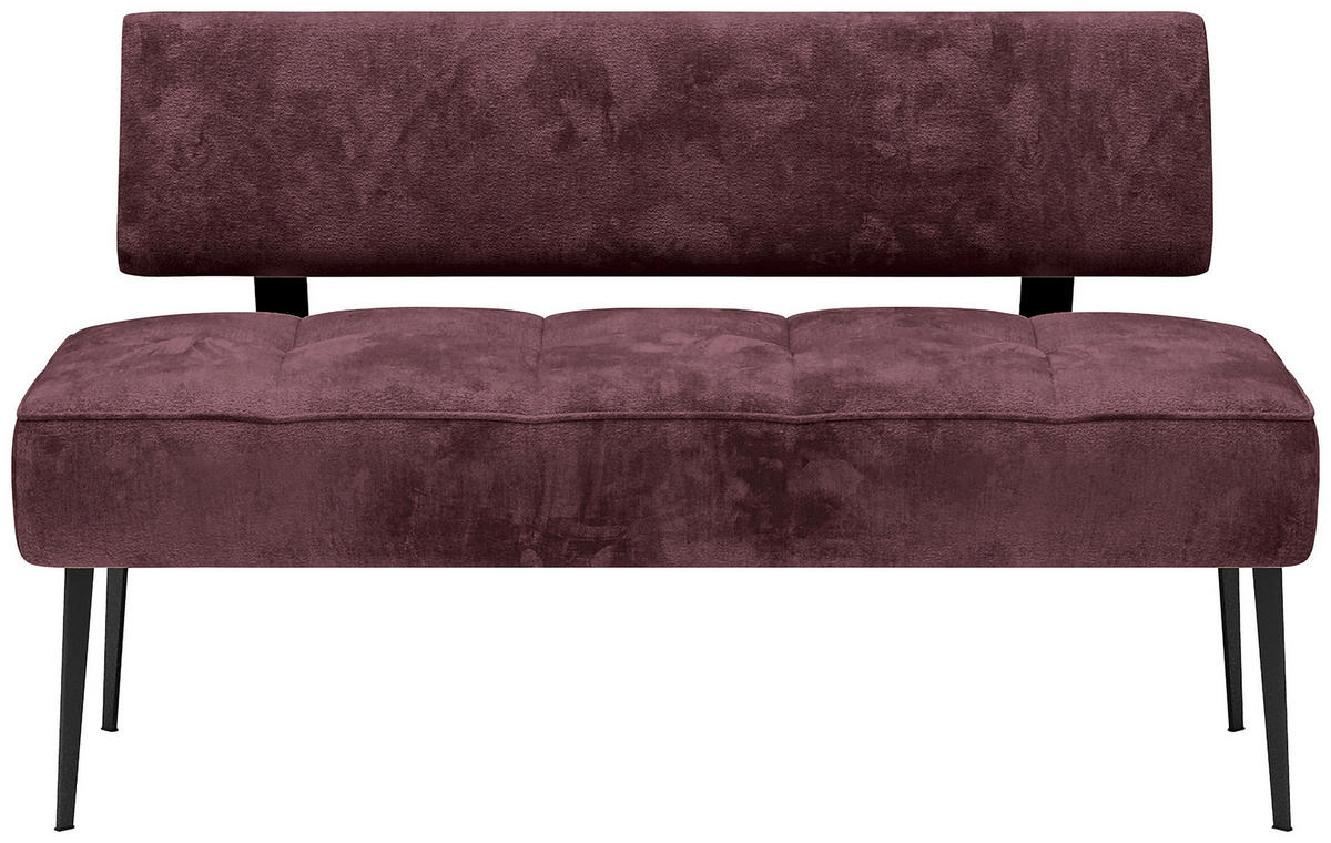 SITZBANK 162/90/65 cm Webstoff Bordeaux Metall  - Bordeaux/Schwarz, MODERN, Textil/Metall (162/90/65cm) - Welnova