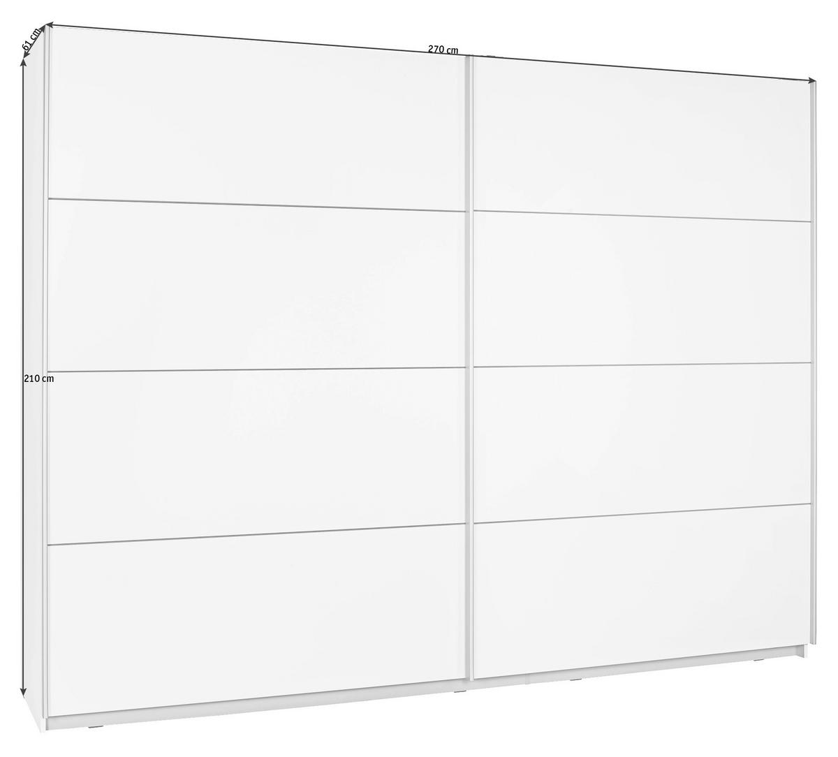 DULAP CU UȘI CULISANTE in alb  - argintiu/alb, Design, metal/material pe bază de lemn (270/210/61cm) - Ti'me