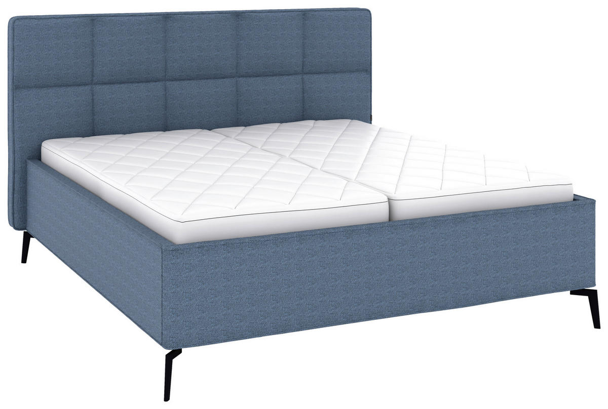 POLSTERBETT 180/200 cm,  in Blau, Bettkasten, motorische Verstellbarkeit, Fernbedienung, Lattenroste, Matratzen, H2 + H3 = mittel + fest  - Blau/Schwarz, KONVENTIONELL, Holz/Textil (180/200cm) - Musterring