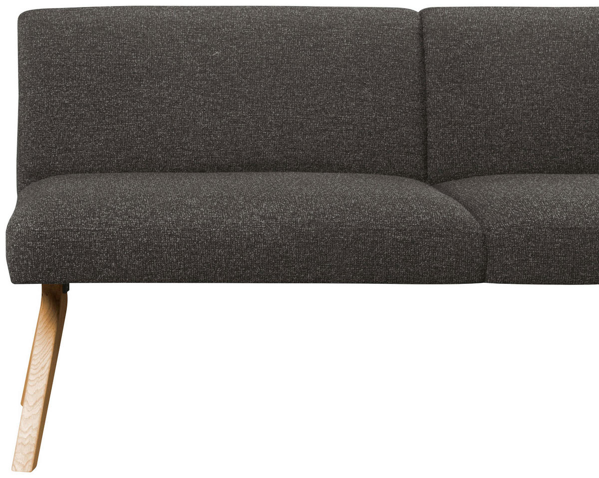 ECKBANK 218/172 cm Webstoff Dunkelgrau Eiche vollmassiv   - Eichefarben/Dunkelgrau, KONVENTIONELL, Holz/Textil (218/172cm) - Linea Natura