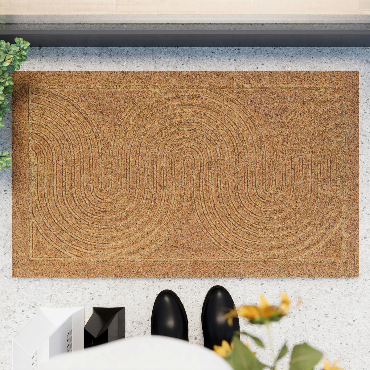 FUßMATTE 45/75 cm Retro Flow  - Hellbraun, KONVENTIONELL, Kunststoff/Textil (45/75cm) - WECON HOME