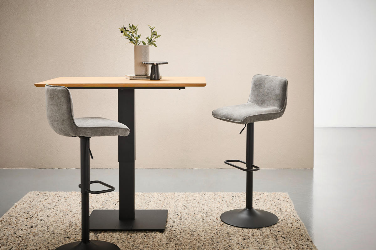 BARHOCKER Webstoff Grau, Schwarz Eisen Sitzfläche 360° drehbar, Stoffauswahl  - Schwarz/Grau, Design, Textil/Metall (45/88-109,5/50cm) - home24