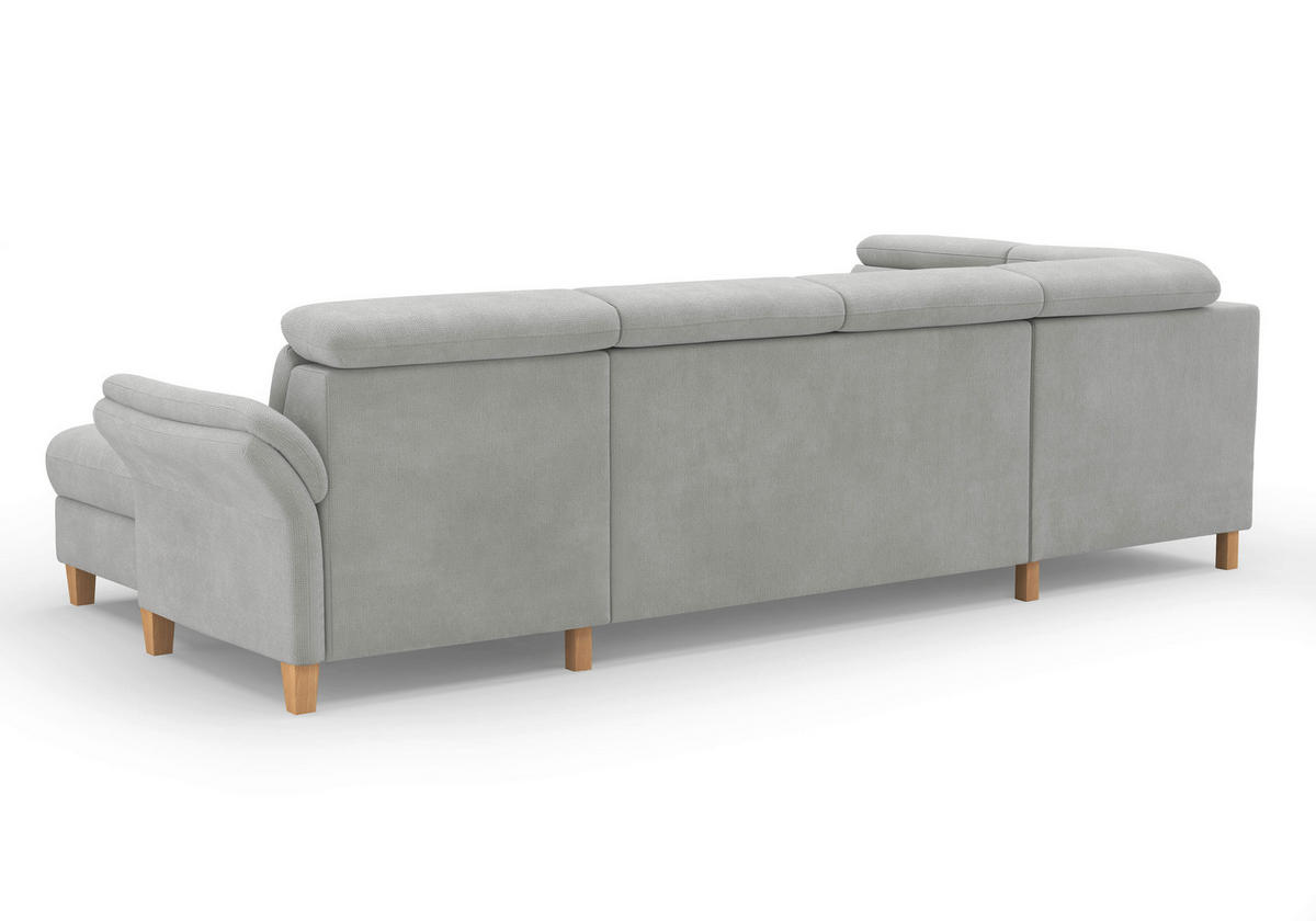 WOHNLANDSCHAFT GLENDALE E Silberfarben Flachgewebe  - Eichefarben/Silberfarben, KONVENTIONELL, Holz/Textil (193/321/166cm) - Sit & More