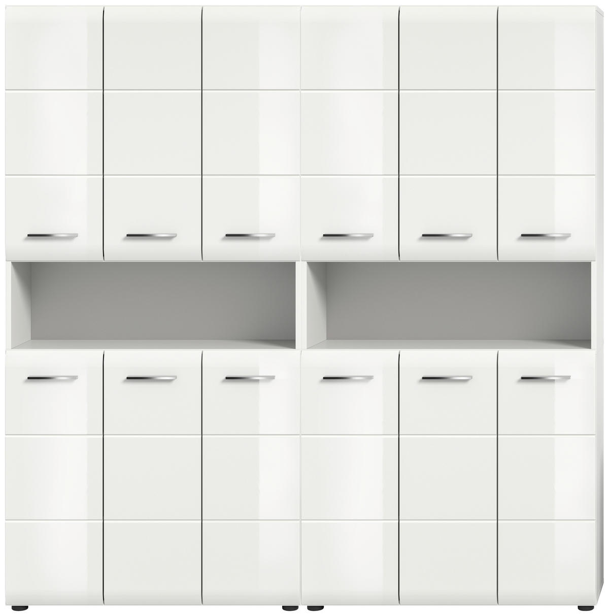 HOCHSCHRANK 180/185/30 cm  - Weiß Hochglanz/Silberfarben, MODERN, Holzwerkstoff/Kunststoff (180/185/30cm) - MID.YOU