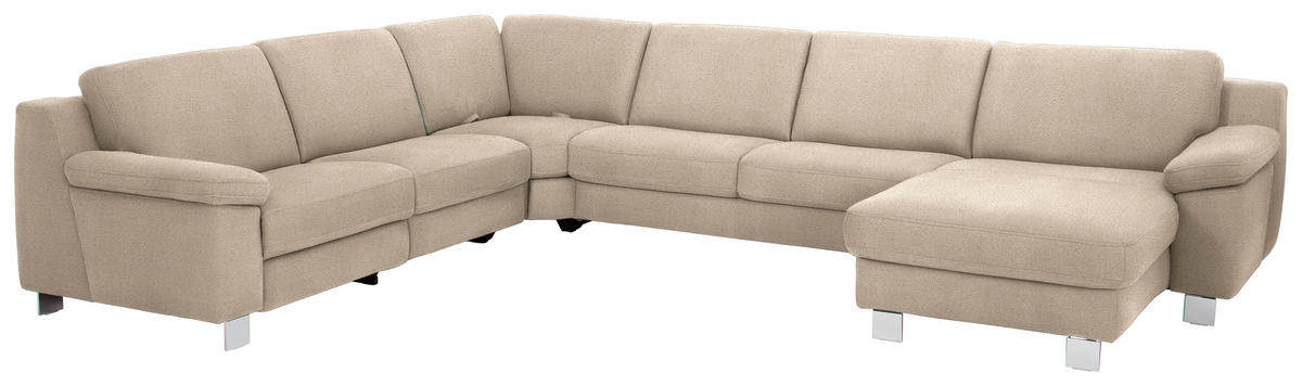 WOHNLANDSCHAFT in Mikrofaser Naturfarben, Sandfarben  - Sandfarben/Chromfarben, Design, Textil/Metall (278/364/166cm) - Valdera