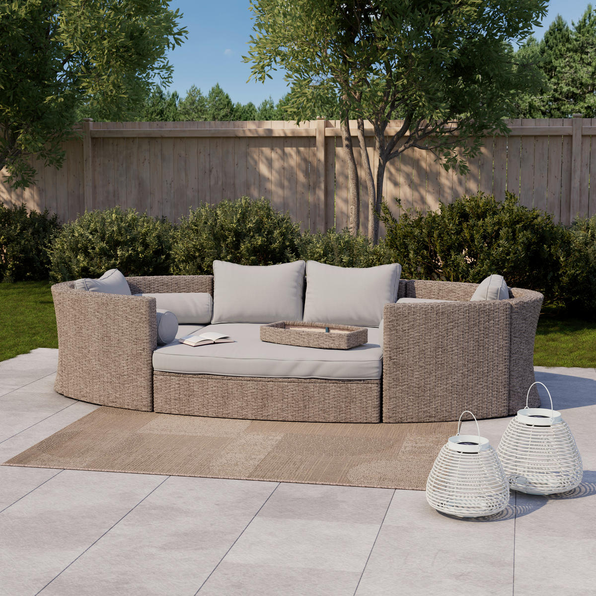 LOUNGEGARNITUR    - Grau, Konventionell, Kunststoff/Textil - Ambia Garden