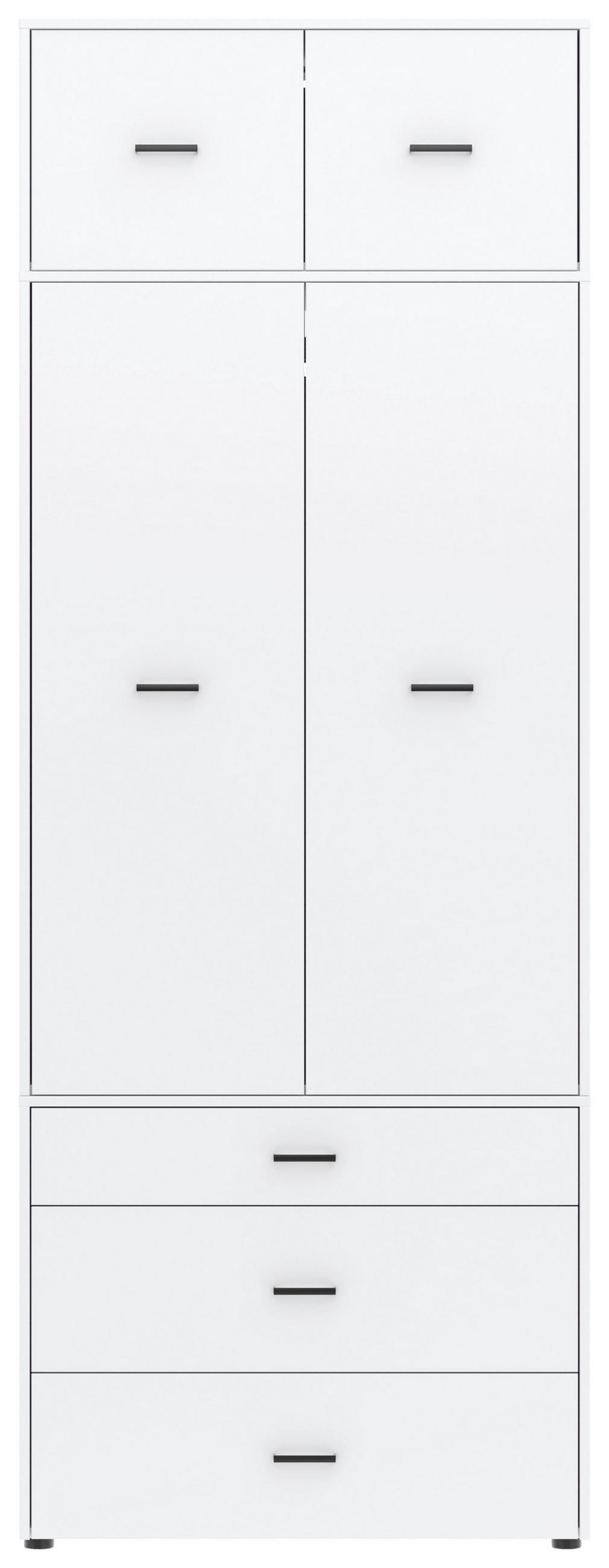 Drehtürenschrank Mit Schubladen 90 Cm Kivo, Weiß