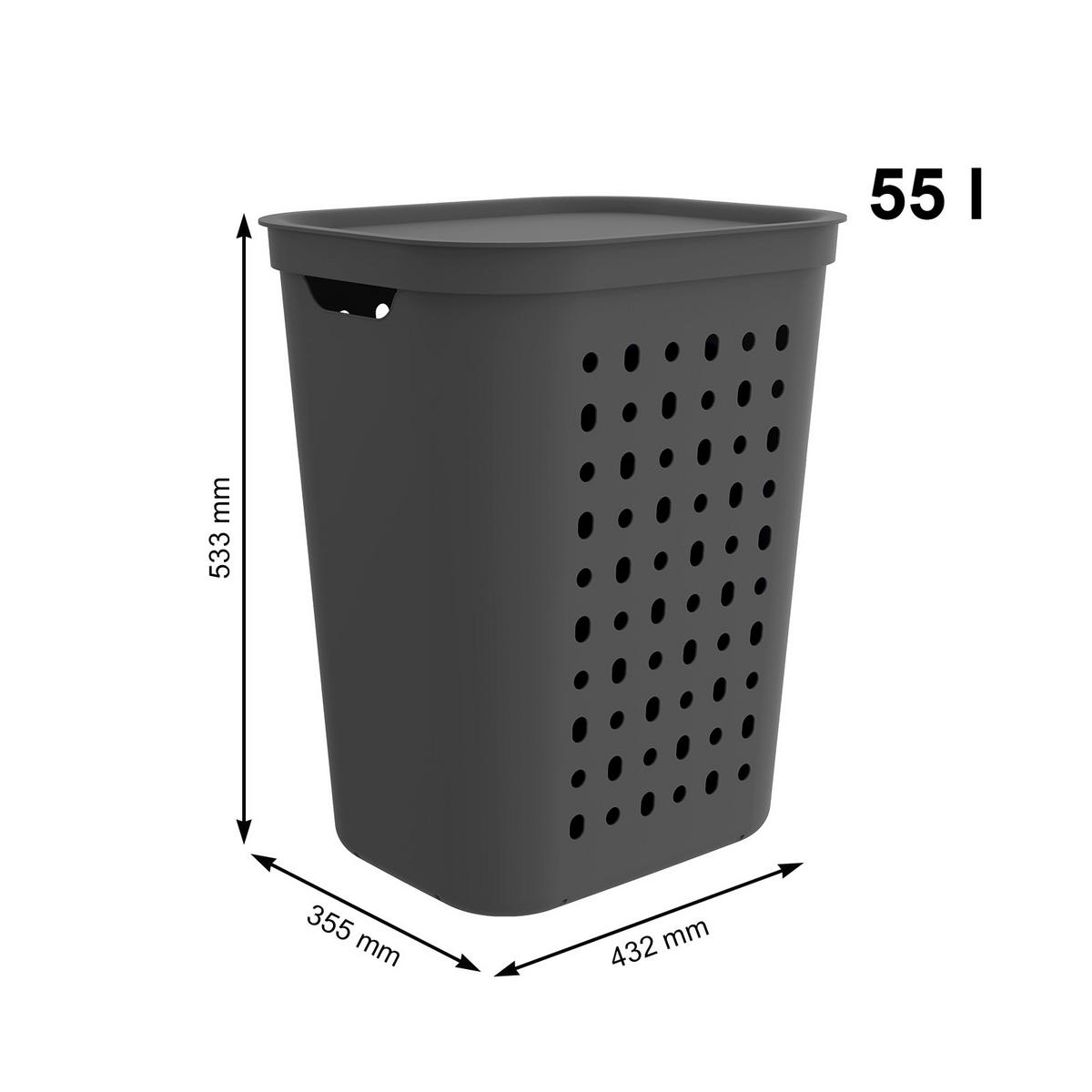 WÄSCHESAMMLER - Anthrazit/Weiß, KONVENTIONELL, Kunststoff (35,5/53,3/43,2cm) - Rotho