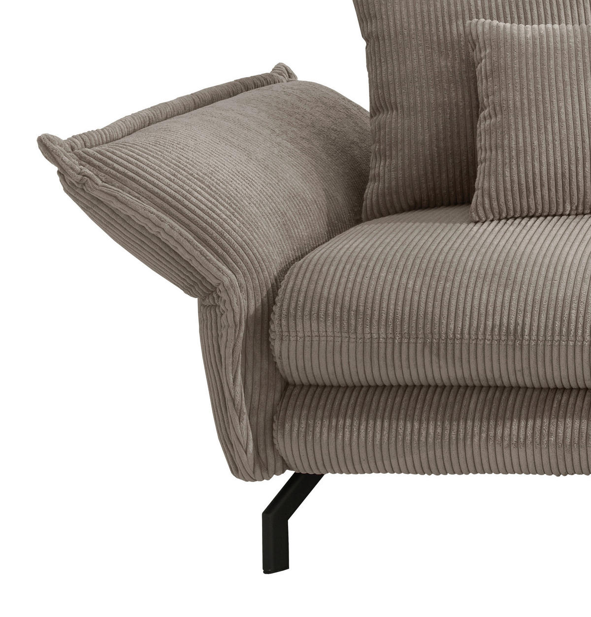 ECKSOFA Cord Graubraun  - Graubraun/Schwarz, Modern, Textil/Metall (255/180cm) - Livetastic