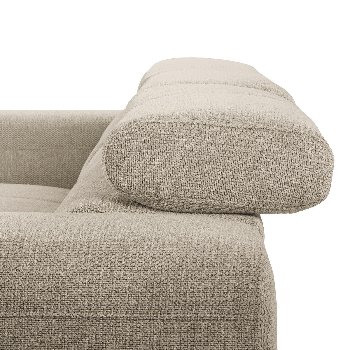 ECKSOFA TORINO Taupe Chenille Bettkasten, Kopfteilverstellung  - Taupe/Schwarzchrom, Design, Textil/Metall (173/247cm) - Livetastic