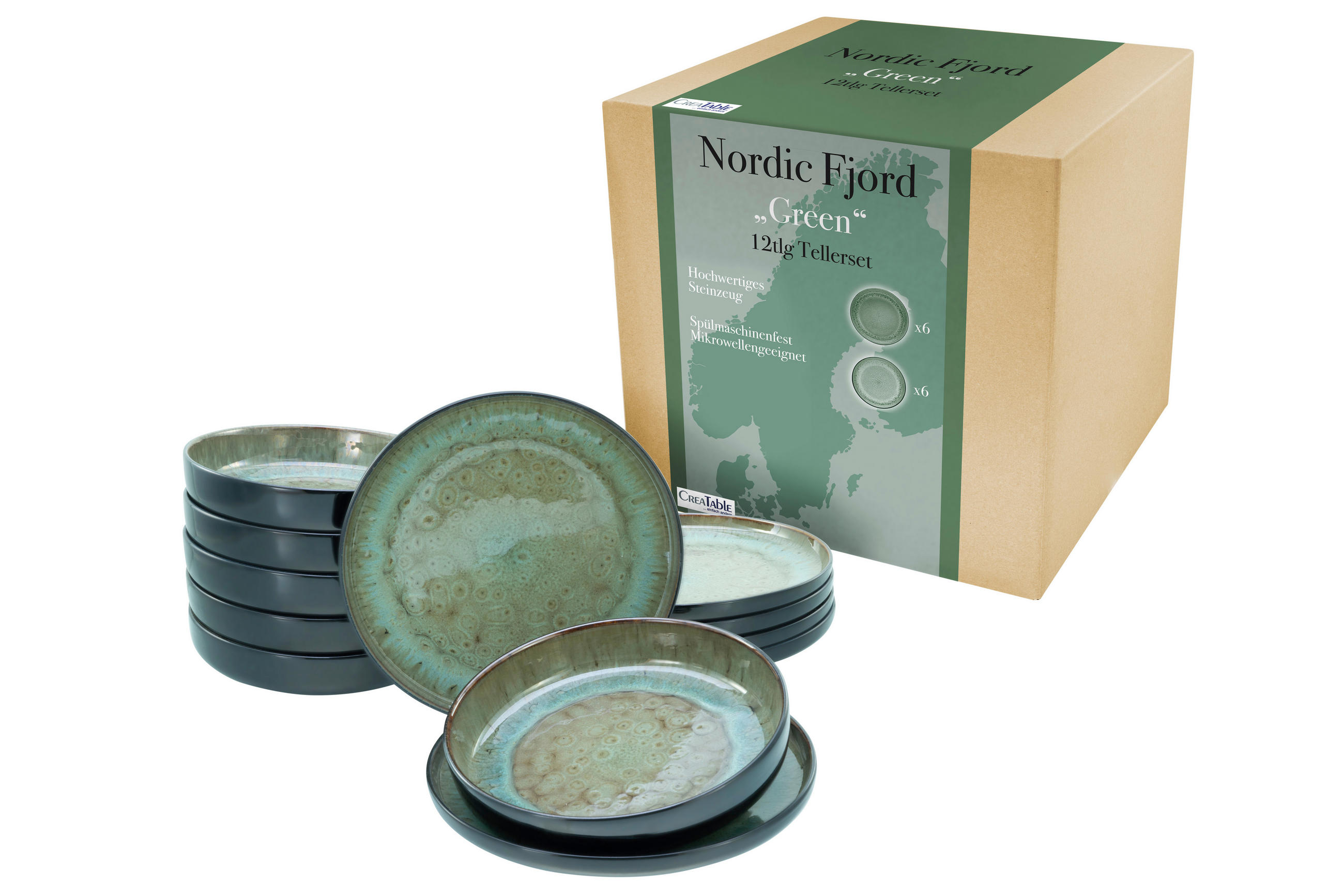 JÍDELNÍ SOUPRAVA, kamenina - zelená, Trend, keramika - Creatable