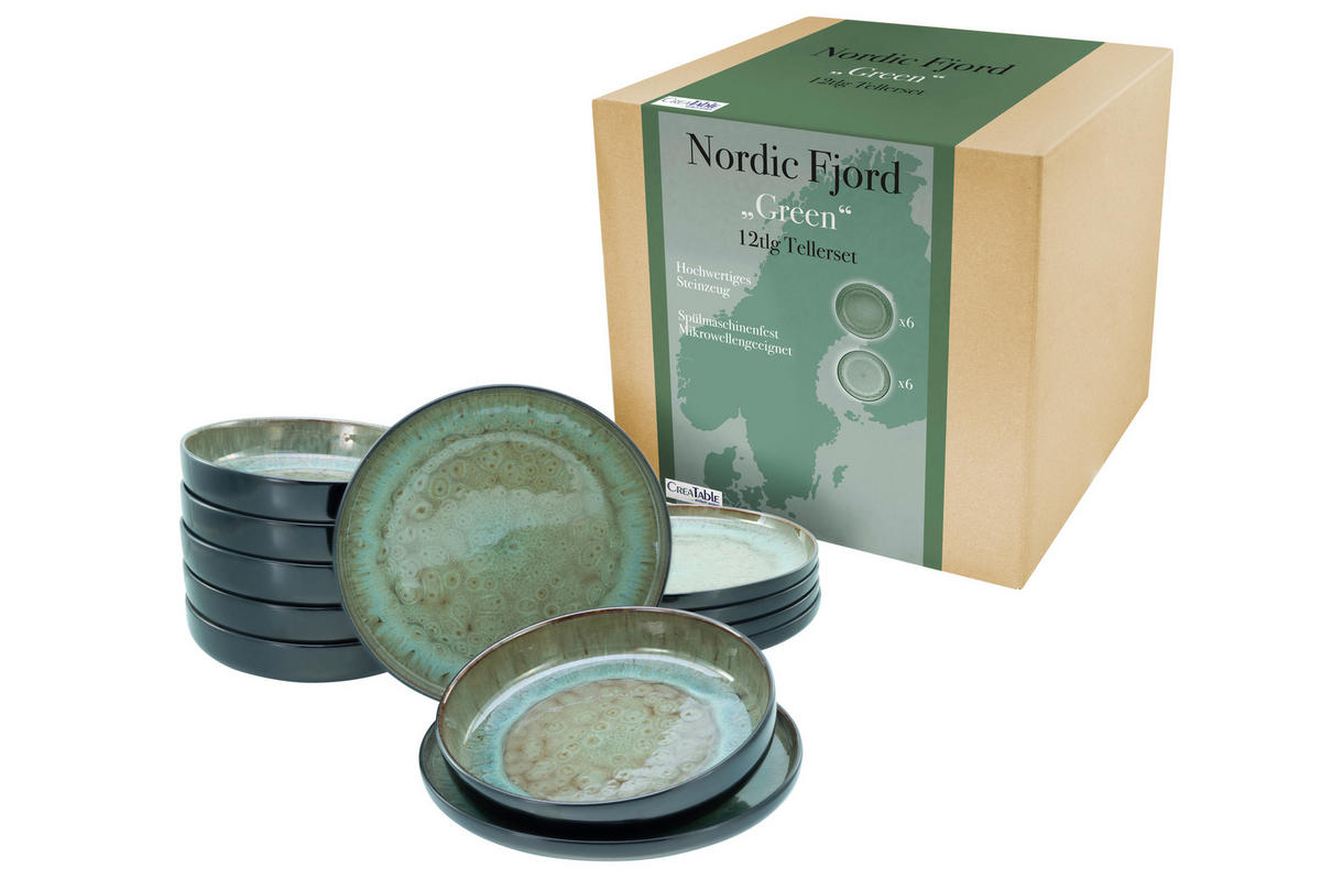 JÍDELNÍ SOUPRAVA, kamenina - zelená, Trend, keramika - Creatable