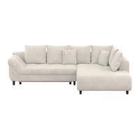 ECKSOFA MENDOZA NEW Creme Chenille, Struktur Zierkissen, Rückenkissen, Bettkasten  - Creme/Schwarz, KONVENTIONELL, Textil (309/197cm) - MID.YOU