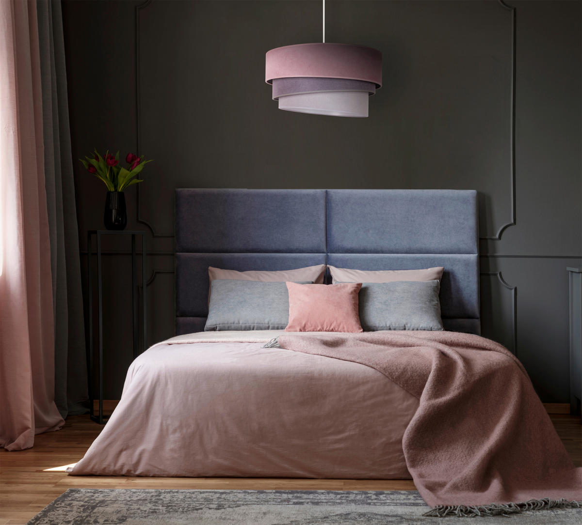 HÄNGELEUCHTE Pastell 45/95 cm   - Flieder/Altrosa, Design, Textil (45/95cm)