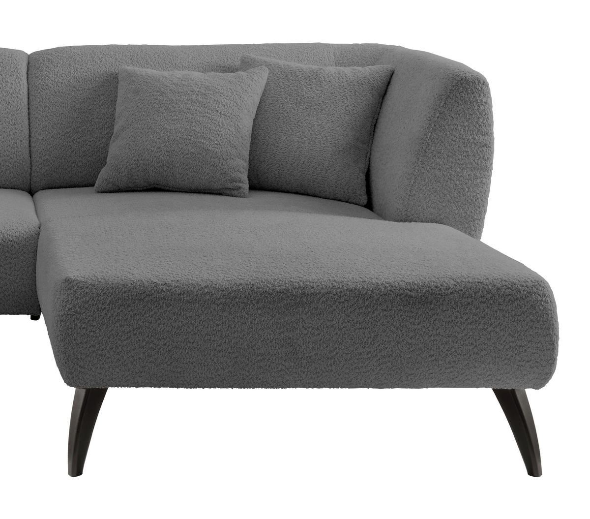 ECKSOFA Anthrazit Bouclé  - Anthrazit/Schwarz, MODERN, Holz/Textil (264/160cm) - MID.YOU