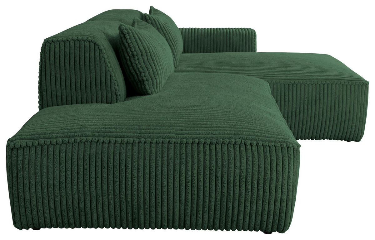 ECKSOFA BILLUND Dunkelgrün Cord Nierenkissen  - Dunkelgrün/Schwarz, KONVENTIONELL, Kunststoff/Textil (294/165cm) - Livetastic