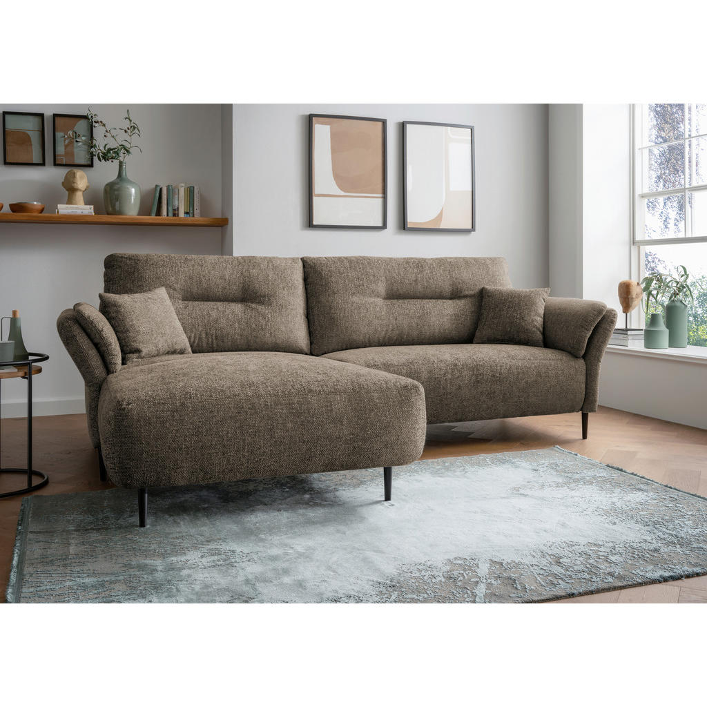 Thumbnail - Mid.you Ecksofa, Cappuccino, Textil, Buche, Struktur, 4-Sitzer, Füllung: Schaumstoff, seitenverkehrt montierbar, L-Form,...