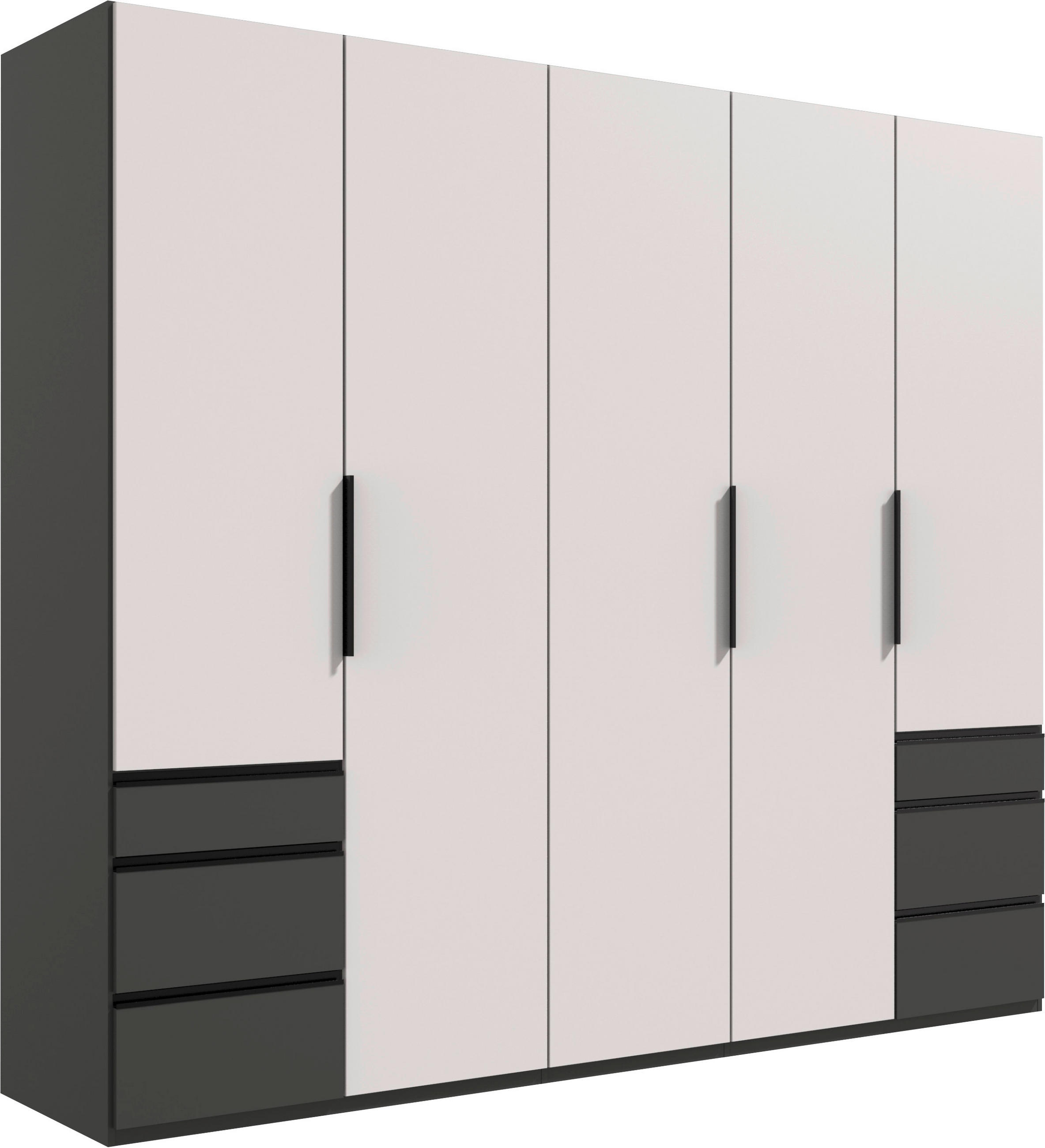 DREHTÜRENSCHRANK in Graphitfarben, Weiss - Weiss/Schwarz, Konventionell, Holzwerkstoff/Metall (250/216/58cm) - Hom`in