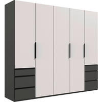 DREHTÜRENSCHRANK in Graphitfarben, Weiss  - Weiss/Schwarz, Konventionell, Holzwerkstoff/Metall (250/216/58cm) - Hom`in