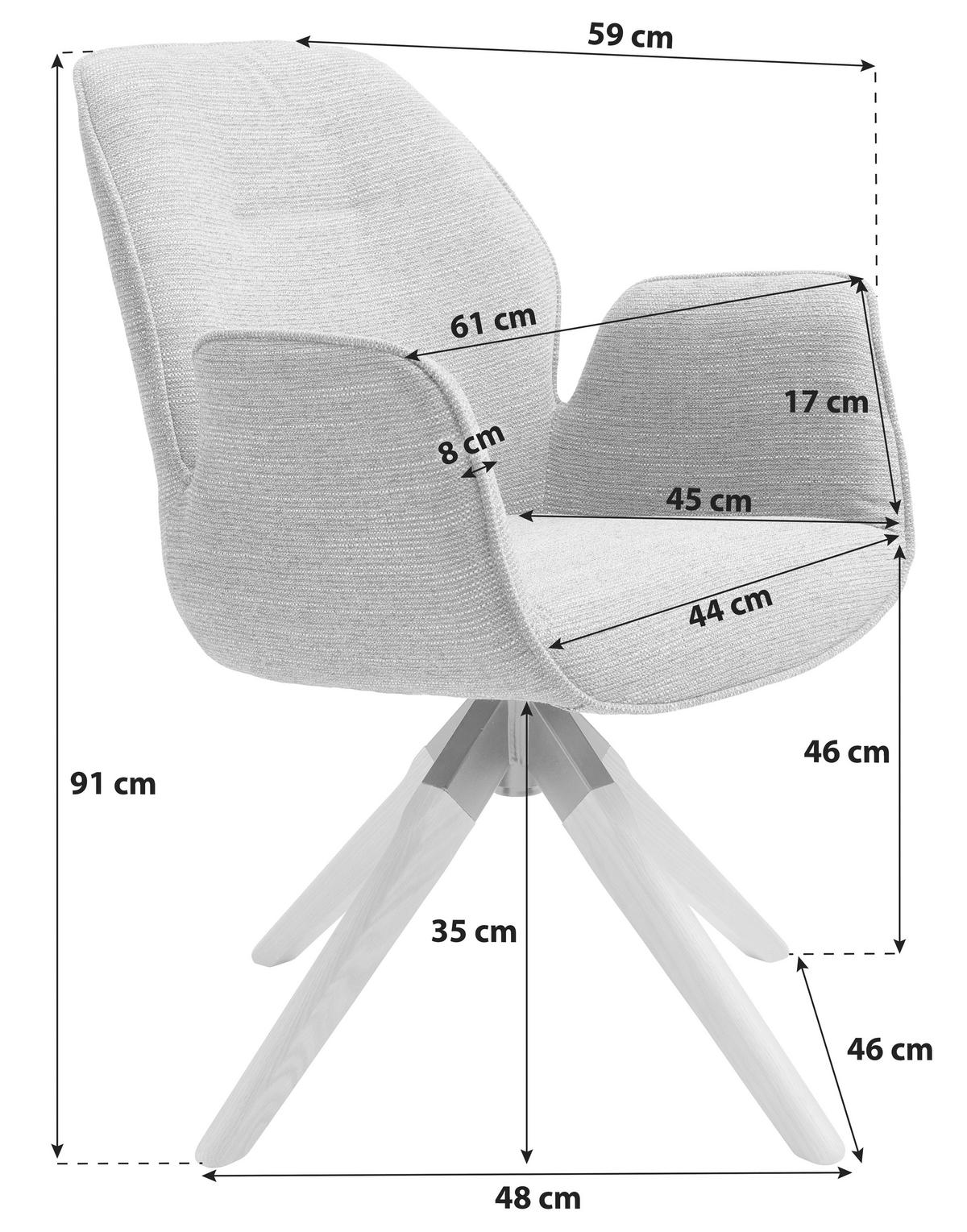 KAROSSZÉK antracit, natúr  - natúr/antracit, Modern, textil/fa (61/84/62cm) - MID.YOU