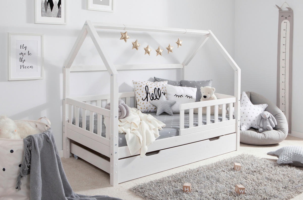 HAUSBETT 80/160 cm Weiss  - Weiss, Modern, Holz (80/160cm) - MID.YOU
