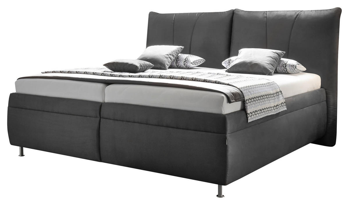 POLSTERBETT 160/200 cm  Dunkelgrau  - Weiss/Dunkelgrau, Konventionell, Holz/Textil (160/200cm) - Dieter Knoll