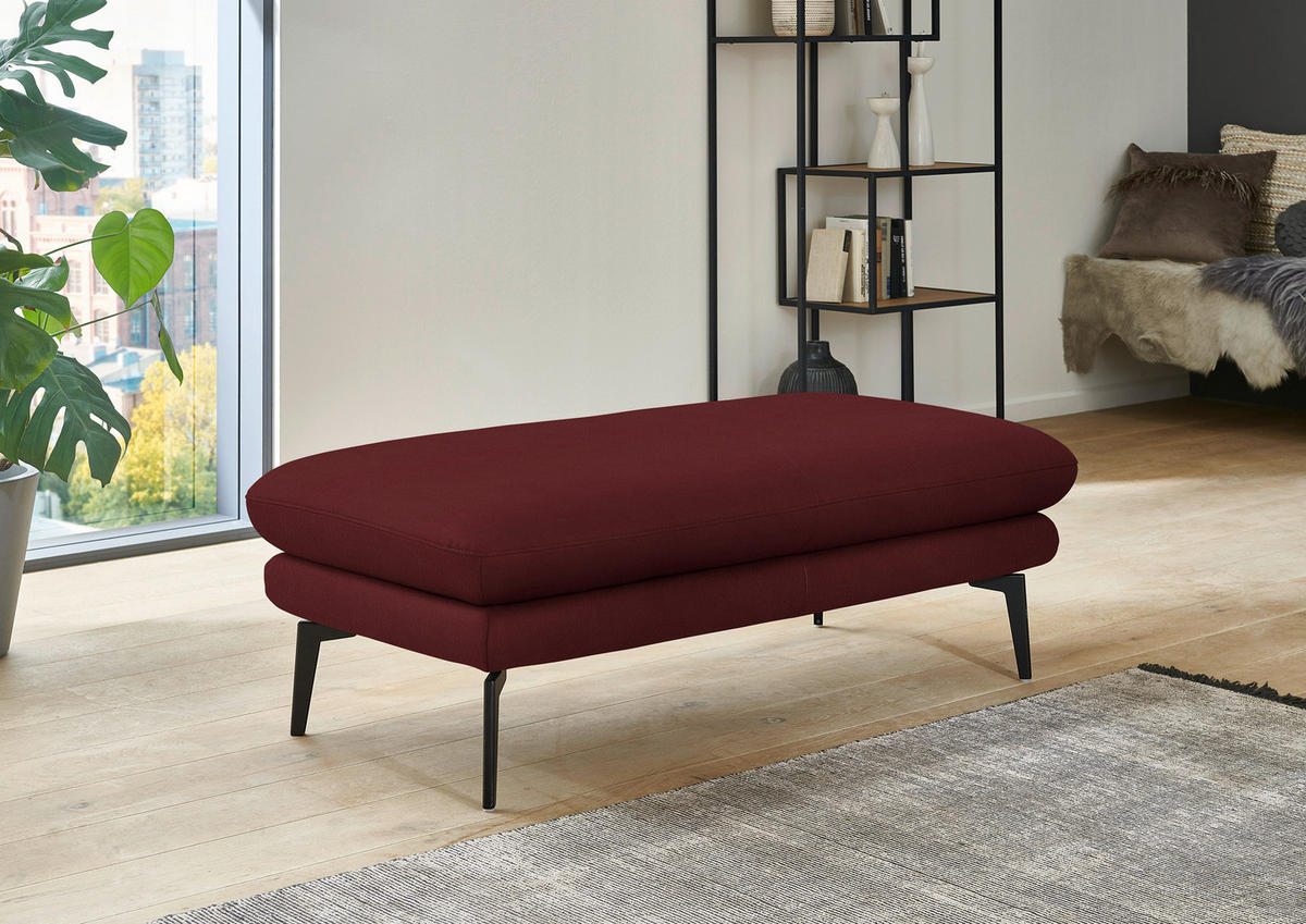 ECKSOFA in Echtleder Rot  - Rot/Schwarz, Design, Leder/Metall (310/180cm) - Dieter Knoll