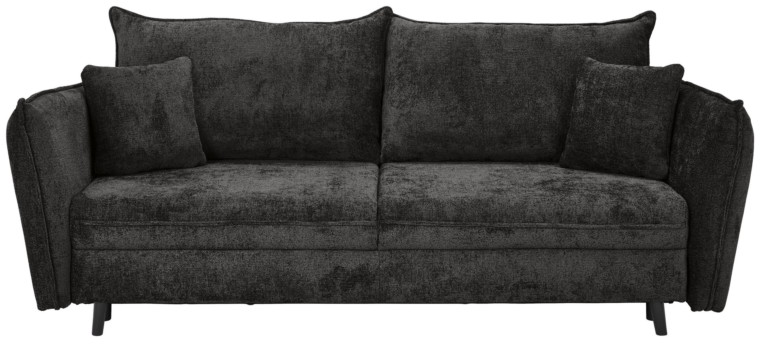 SCHLAFSOFA  mit Liegefunktion, Schlafen auf Sitzhöhe, Rücken echt Chenille Anthrazit  - Anthrazit/Schwarz, KONVENTIONELL, Holz/Textil (238/99/108cm) - Carryhome
