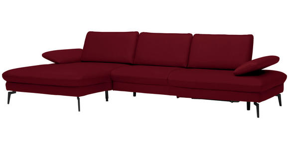 ECKSOFA in Echtleder Dunkelrot 157/325 cm - Schwarz/Dunkelrot, Design, Leder/Metall (157/325cm) - Dieter Knoll