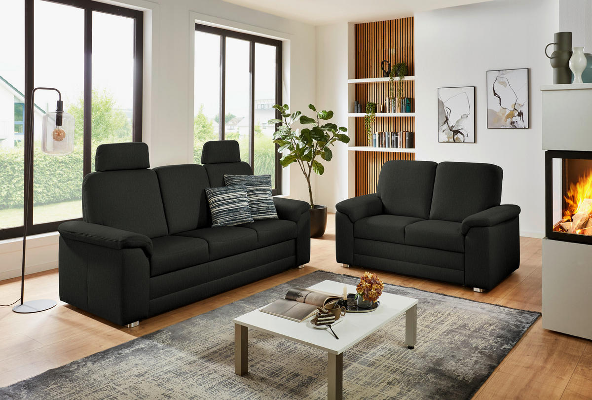 3-SITZER-SOFA Chenille Anthrazit  - Anthrazit/Alufarben, Konventionell, Textil/Metall (208/96/89cm) - Beldomo Comfort