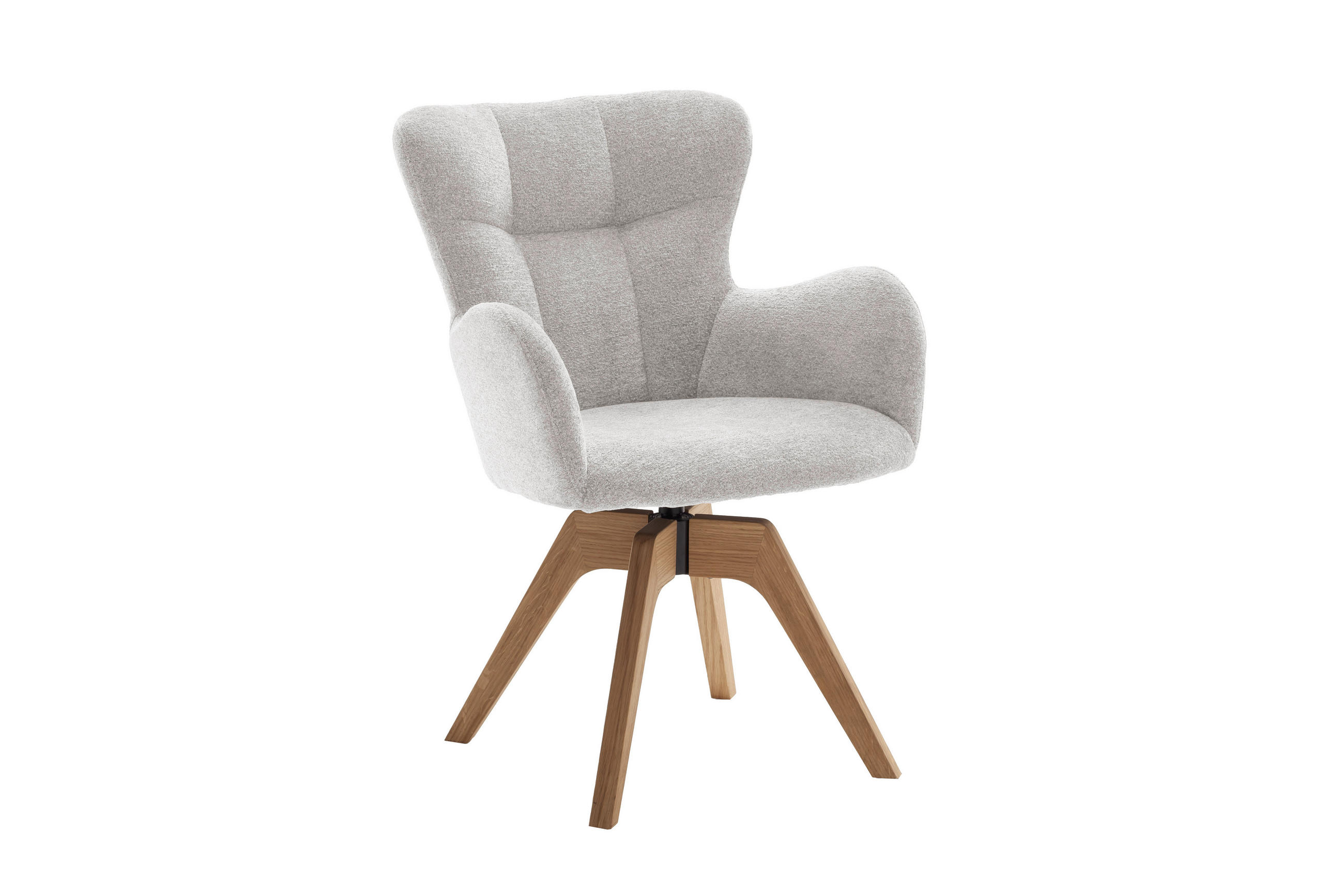 ARMLEHNSTUHL  Sitzfläche 360° drehbar Bouclé  Weiß  - Wildeiche/Weiß, MODERN, Holz/Textil (66/89/63cm) - MID.YOU