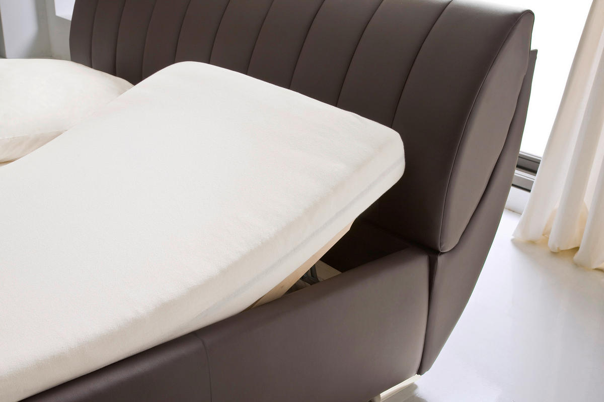 POLSTERBETT Bettkasten, Lattenroste Braun 180/200 cm  - Chromfarben/Braun, Design, Holz/Textil (180/200cm) - Xora