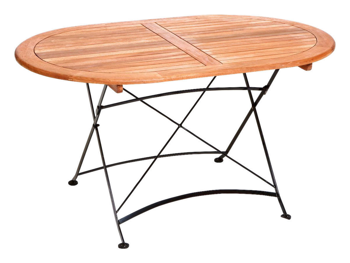 GARTENTISCH Holz, Metall Naturfarben oval  - Naturfarben, ROMANTIK / LANDHAUS, Holz/Metall (140/90/75cm) - Gardenson