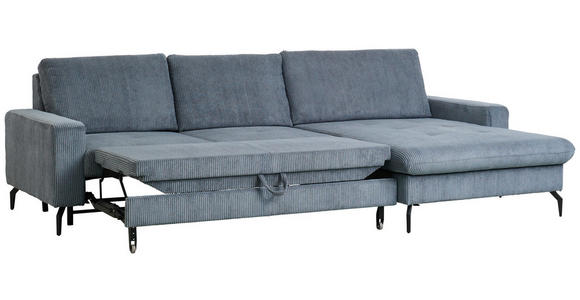 ECKSOFA in Cord, Velours Graphitfarben  - Schwarz/Graphitfarben, Design, Textil/Metall (302/180cm) - Venda