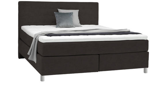 BOXSPRINGBETT 180/200 cm  in Dunkelbraun  - Chromfarben/Dunkelbraun, KONVENTIONELL, Kunststoff/Textil (180/200cm) - Voleo