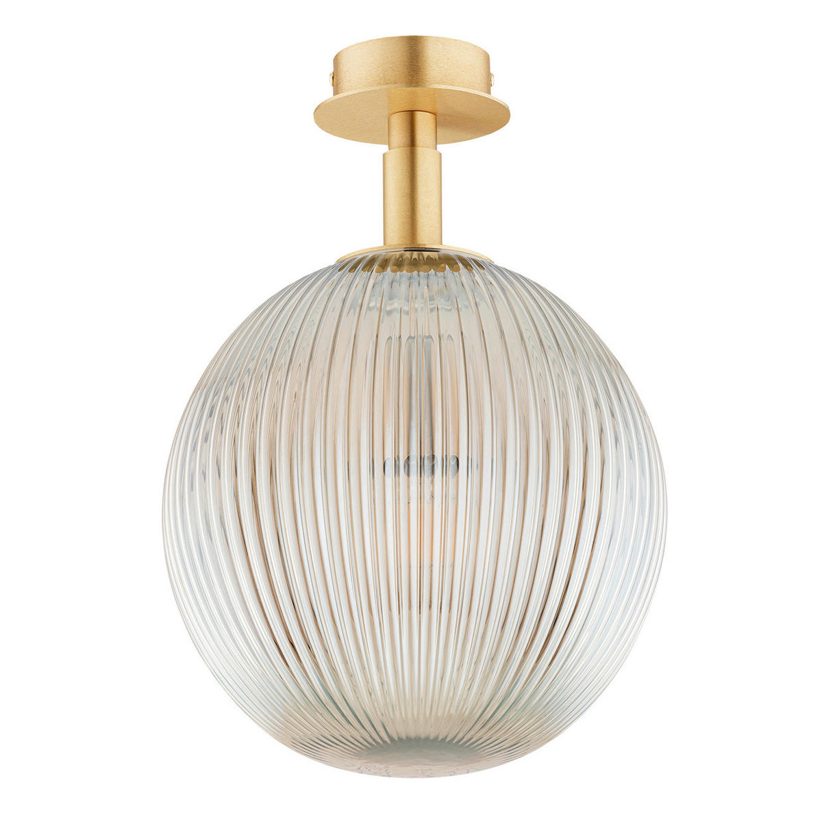 DECKENLEUCHTE PALOMA 36/25/25 cm   - Messingfarben/Hellgrau, KONVENTIONELL, Glas/Metall (36/25/25cm)