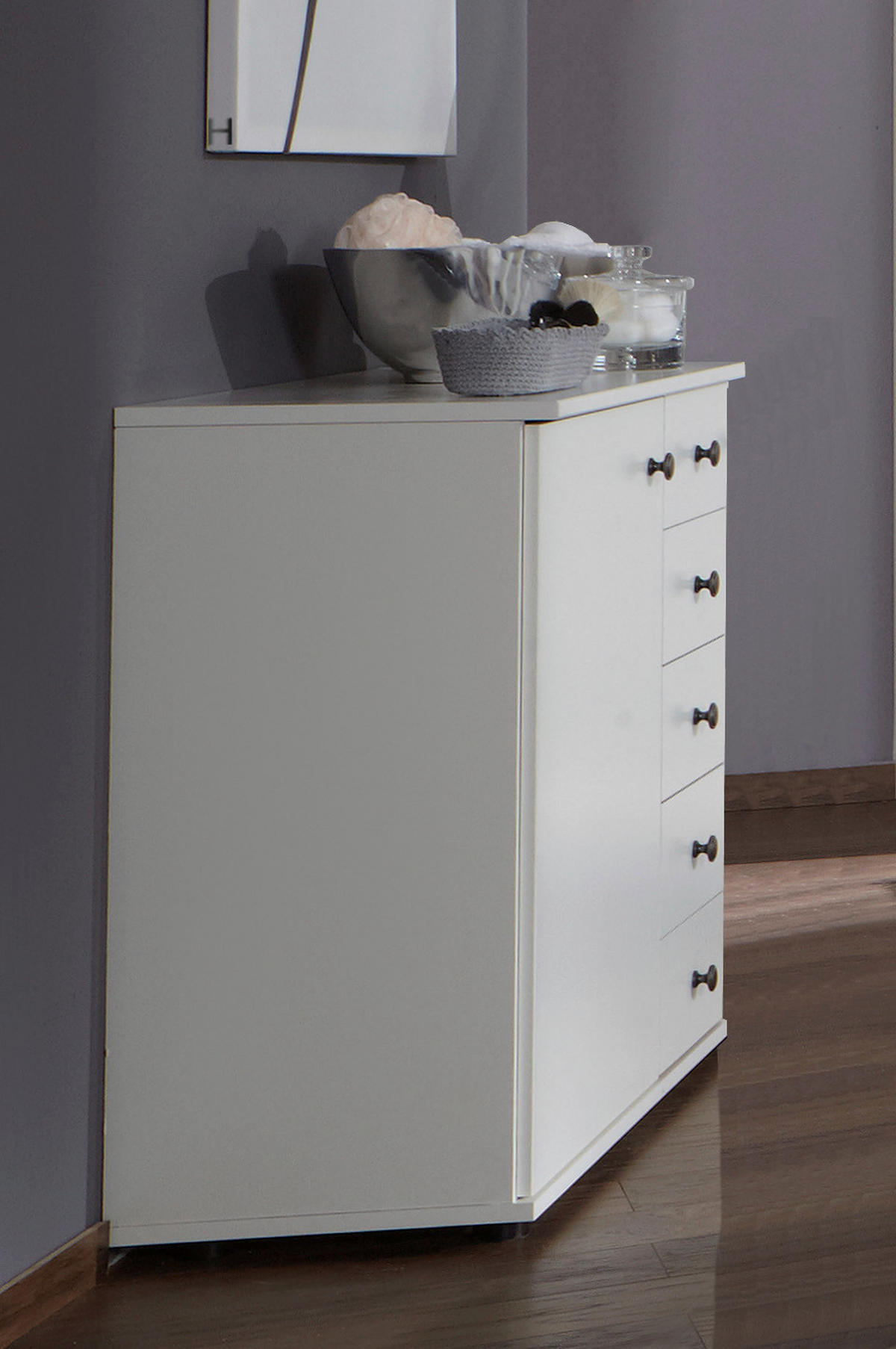 SIDEBOARD  130/83/41 cm 4 Schublade(n)  - Schwarz/Weiß, KONVENTIONELL, Holzwerkstoff/Kunststoff (130/83/41cm) - Boxxx
