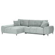 ECKSOFA in Flachgewebe Hellgrau  - Hellgrau/Schwarz, KONVENTIONELL, Textil/Metall (180/295cm) - Carryhome