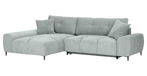 ECKSOFA in Flachgewebe Hellgrau  - Hellgrau/Schwarz, KONVENTIONELL, Textil/Metall (180/295cm) - Carryhome