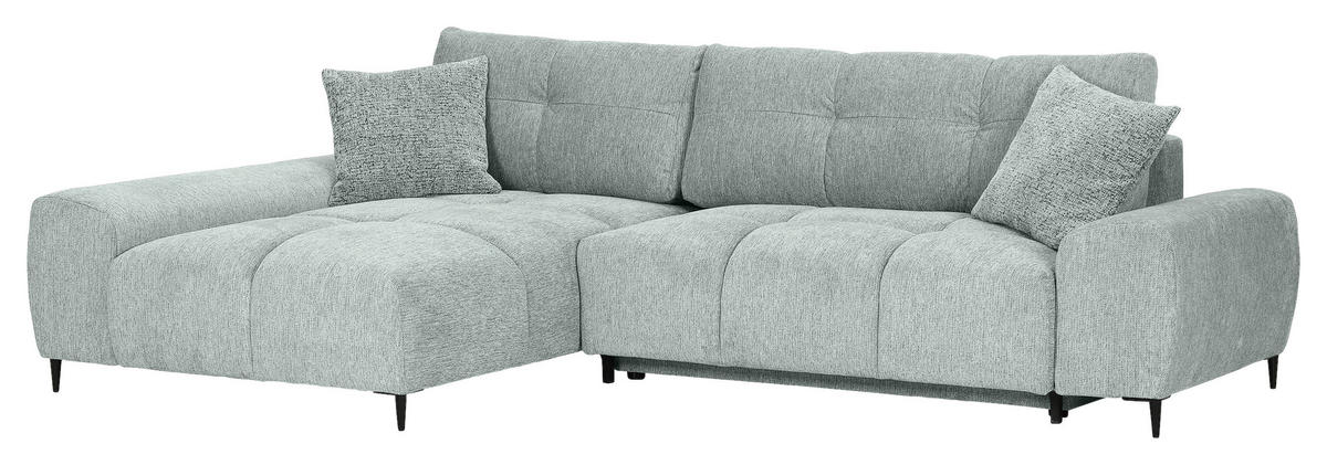 ECKSOFA Hellgrau Flachgewebe  - Hellgrau/Schwarz, KONVENTIONELL, Textil/Metall (180/295cm) - Carryhome