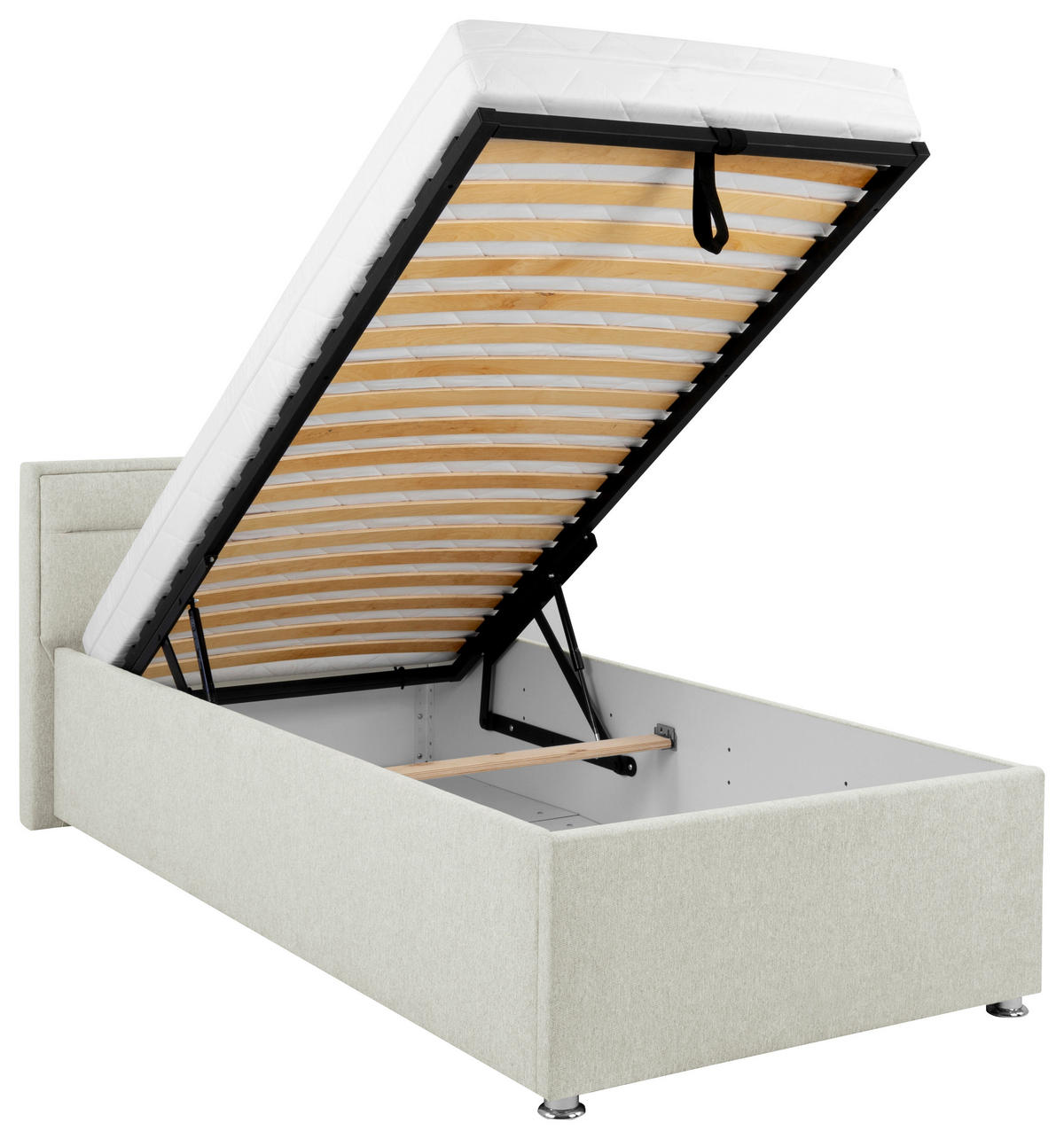 POLSTERBETT Lattenrost, Bettkasten Creme 90/200 cm  - Creme, MODERN, Holz/Kunststoff (90/200cm) - MID.YOU
