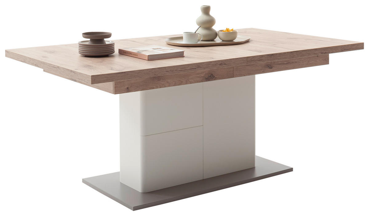 ESSTISCH in Holzwerkstoff  - Weiss/Eichefarben, Design, Holzwerkstoff (180/77/100cm) - Livetastic