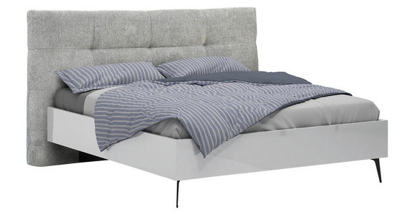 BETT 180/200 cm in Grau, Weiß - Schwarz/Weiß, Design, Metall (180/200cm) - Novel