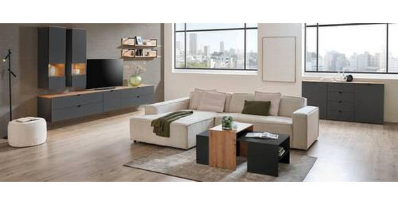 TV-ELEMENT Graphitfarben, Eiche Artisan  140/62/44 cm  - Schwarz/Graphitfarben, MODERN, Holzwerkstoff/Metall (140/62/44cm) - Hom`in