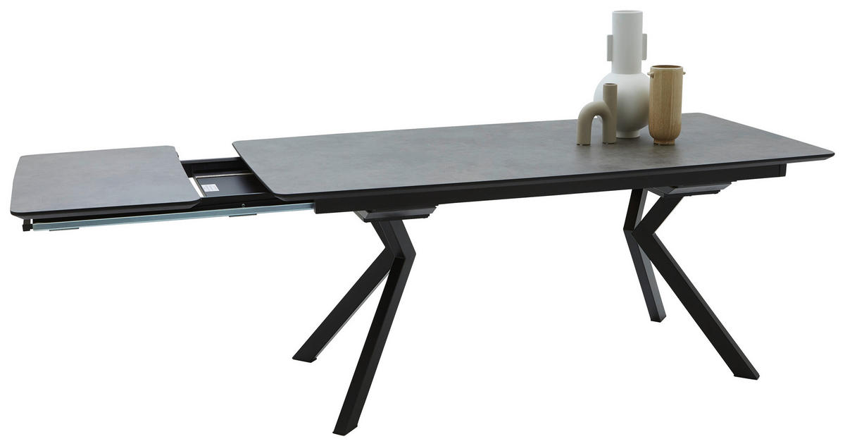 ESSTISCH Schwarz, Dunkelgrau  - Dunkelgrau/Schwarz, Design, Kunststoff/Metall (180/90/76cm) - Dieter Knoll
