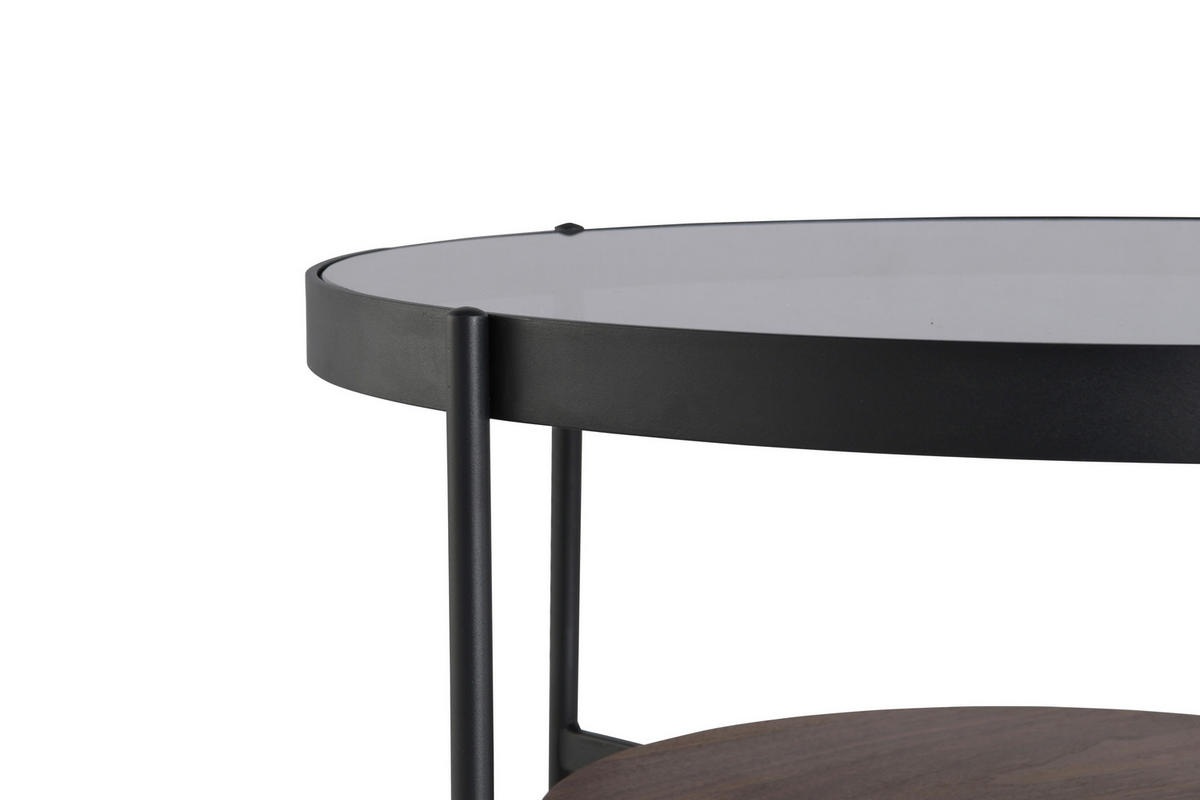 COUCHTISCH in Metall, Glas, Holzwerkstoff  - Schwarz/Naturfarben, Design, Glas/Holzwerkstoff (74/43/74cm) - MID.YOU